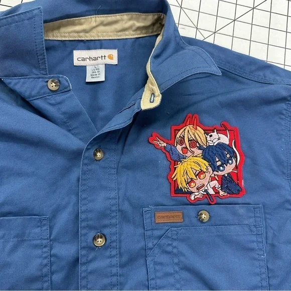 Carhartt Work shirt x Chainsaw Man  sz large button shirt A46 - Picture 3 of 6